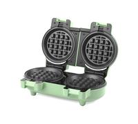 GILES & POSNER Double Mini Waffle Maker - Macchina per waffle antiaderente, snack dolci/salati, compatta, piastre rimovibili da 11,5 cm, waffle stile americano, verde pastello, 1100 W