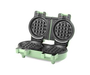GILES & POSNER Double Mini Waffle Maker - Macchina per waffle antiaderente, snack dolci/salati, compatta, piastre rimovibili da 11,5 cm, waffle stile americano, verde pastello, 1100 W