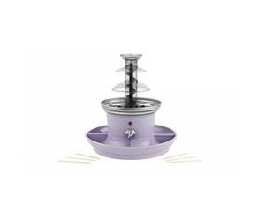 Giles & Posner Mini Fontana di Cioccolato - Macchina Elettrica a 3 Livelli, Spegnimento Automatico, 0°C a 50°C, Party Dip & Share, 2 Vassoi per Alimenti, 500ml, Inclusi 100 Spiedini, 25W, Viola