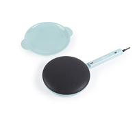 Giles & Posner Pancake Maker portatile - Piastra in alluminio da 20 cm, Rivestimento antiaderente senza PFAS, Spie di pronto uso, Crêpes istantanee, Con manico, Ciotola per pastella, 600W, Blu