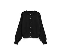 Gilet a maniche lunghe con collo rotondo abbottonato Nero L Tinta unita