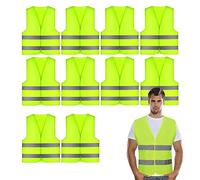 Gilet Ad Alta Visibilità,10 Giubbotti di Sicurezza Antiforatura, per Cantiere, Conducenti,Addetti alla Pulizia,Assistenza Stradale e Altro Ancora