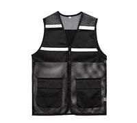 Gilet ad alta visibilità, Alta visibilità, tasche con cerniera leggere in rete di sicurezza, for corsa, volontariato, edilizia, 1 pezzo(Black,L)
