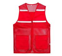 Gilet ad alta visibilità, Alta visibilità, tasche con cerniera leggere in rete di sicurezza, for corsa, volontariato, edilizia, 1 pezzo(Red,L)