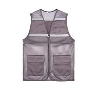 Gilet ad alta visibilità, Alta visibilità, tasche con cerniera leggere in rete di sicurezza, for corsa, volontariato, edilizia, 1 pezzo(Gray,4XL)