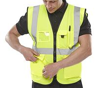 Gilet ad alta visibilità con tasche per telefono e documenti d'identità, giallo e arancione, 2 toni, Giallo, 6XL