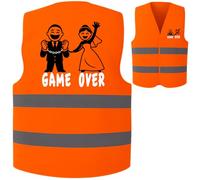 Gilet Addio al Celibato Uomo Gadget Divertente Futuro Sposo - Idea Regalo con Scritta Game Over Gilet Catarifrangente Fluo per Festa Matrimonio (IT, Testo, XXL, Regular, Regular, Arancione FLUO)