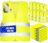 Gilet Alta Visibilità, 8 Pezzi Gilet Catarifrangente, Giubbotto Catarifrangente