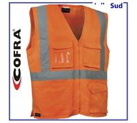 Gilet Alta Visibilita con Tasche Fluorescente Catarifrangente Arancione da Uomo