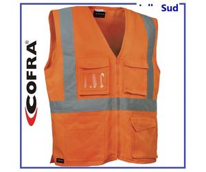 Gilet Alta Visibilita con Tasche Fluorescente Catarifrangente Arancione da Uomo