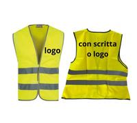 Gilet Alta Visibilità da lavoro Giallo Arancio Fluo Riflettente Personalizzato con Foto Nome Scritte Per Sicurezza Staff Protezione Civile Laureato Addio celibato nubilato Auto Bici chiusura a Velcro