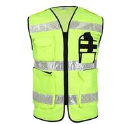 Gilet alta Visibilità Gilet Catarifrangente Giubbotto di sicurezza riflettente a più tasche con cerniera di costruzione in ciclismo Alta Visibilità Gilet Gilet Riflettente (Color : Groen, Size : L)