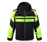 Gilet alta Visibilità Gilet Catarifrangente Vestito riflettente in bicicletta, giacca di sicurezza di panno Oxford giacca da uomo nero antivento invernale caldo e traspirante abiti da lavoro traspiran