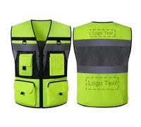 Gilet Alta visibilità Uomo Personalizzato Giubbotto Catarifrangente Camice da Lavoro Gilet Catarifrangente Tecnica da Lavoro Alta visibilità,2XL,Yellow