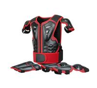 Gilet antiproiettile per bambini con ginocchiere e gomitiere, set di protezioni per motocross da 4 a 14 anni, armatura di sicurezza da corsa per skateboard, BMX, ciclismo, sci,Red-One Size