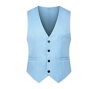Gilet Blazer Uomo Slim Fit Tinta Unita Gilet Tradizionale Uomo Primavera Autunno Diverse Tasche Gilet Casual Uomo Gentleman Business Urbana Gilet Moda Uomo F-Sky Blue M