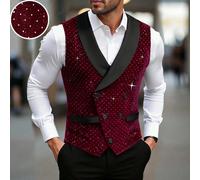 Gilet casual elegante da uomo con strass di lusso, con design a collo scialle per uno stile più elegante e stratificato, adatto per l'uso quotidiano, il lavoro, le feste e i banchetti. Questo gilet è 