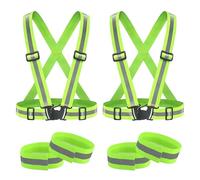 Gilet catarifrangente, 2 pezzi, con 2 bracciali riflettenti, gilet riflettente ad alta visione, gilet di sicurezza riflettente, regolabile, leggero ed elastico, per corsa, bicicletta