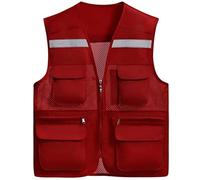 Gilet Catarifrangente Giubbotti di Sicurezza ad Alta visibilità con Giubbotto Riflettente all'Ingrosso Multiplo for opere all'aperto- Adatta a Uomini e Donne volontari Giubbotto di Sicurezza(Rot,XXL)