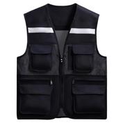 Gilet Catarifrangente Giubbotti di sicurezza ad alta visibilità con giubbotto riflettente all'ingrosso multiplo for opere all'aperto- adatta a uomini e donne volontari Giubbotto Di Sicurezza(Black,XL)