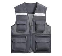 Gilet Catarifrangente Giubbotti di sicurezza ad alta visibilità con giubbotto riflettente all'ingrosso multiplo for opere all'aperto- adatta a uomini e donne volontari Giubbotto Di Sicurezza(Grey,XXL)