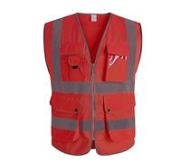 Gilet Catarifrangente Giubbotto Riflettente ad Alta visibilità, for Sport all'aperto, Viaggi notturni, Ciclismo Giubbotto di Sicurezza(Rot,XXL)