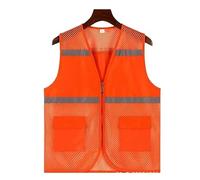 Gilet Catarifrangente Maglia di Sicurezza Riflettente Ad Alta visibilità con Tasche con Cerniera, per Giubbotto di Sicurezza per Lavoratori Edili Volontari Giubbotto di Sicurezza(Oranje,XXL)
