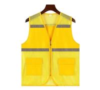 Gilet Catarifrangente Maglia di Sicurezza Riflettente Ad Alta visibilità con Tasche con Cerniera, per Giubbotto di Sicurezza per Lavoratori Edili Volontari Giubbotto di Sicurezza(Yellow,XXL)