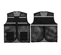 Gilet Catarifrangente Maglia di Sicurezza Riflettente Ad Alta visibilità con Tasche con Cerniera, per Giubbotto di Sicurezza per Lavoratori Edili Volontari Giubbotto di Sicurezza(Black,XL)