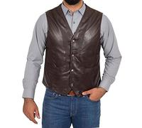Gilet classico classico tradizionale da uomo in pelle marrone - Bruno, Marrone, XL
