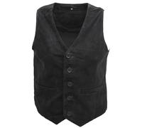 Gilet Classico Intelligente In Pelle Nera In Camoscio Di Capra Da Uomo