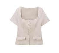 Gilet con bottoni per le donne gilet a maniche corte top donna ufficio gilet su misura Streetwear capispalla, Gilet con bottoni, L