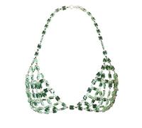 Gilet con catena per il corpo con perline verdi - Design impiombato di alta moda per le donne