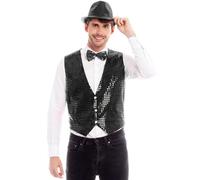 Gilet con paillette per uomo e donna, nero, taglie da adulto dalla S alla L