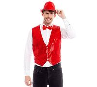 Gilet con paillettes, da uomo, donna, rosso, taglie da S a L (taglia L)