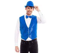 Gilet con paillettes, da uomo e da donna, colore blu, taglie da S a L (taglia S), ideale per feste, spettacoli, teatrali, Natale, Capodanno