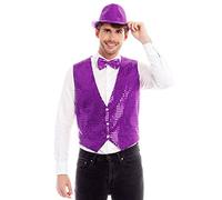 Gilet con paillettes, da uomo e da donna, colore viola, taglie da S a L (taglia S)