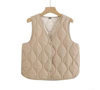 Gilet corto da donna alla moda con bottoni, vestibilità aderente e tinta unita, adatto da indossare in tutte le stagioni, ideale per tutti i giorni, vacanze, vacanze e uso in discoteca (2XL kaki)