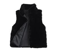 Gilet corto in pelliccia sintetica da donna, leggero, senza maniche, invernale, caldo, pelliccia invernale, in pelliccia, grandi dimensioni, gilet in pelliccia sintetica, Nero , xxl