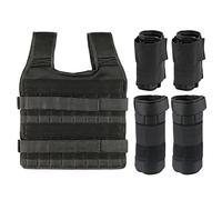 Gilet da 15KG con Pesi per le Gambe 6 Kg e per le Braccia da 5 Kg, Gilet da Allenamento Regolabile con 32 Tasche, Tessuto a Rete, Spallacci Ammortizzanti, Resistente (Senza Contrappeso)