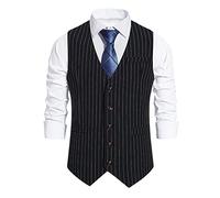 Gilet da Abito Uomo Gilet Smanicato Classico a Righe Gilet Formale da Cerimonia Nuziale Mode Blazer Giacca Senza Maniche Scollo A V Slim Fit Casual Elegante Cardigan Gilet Matrimonio Panciotto XL