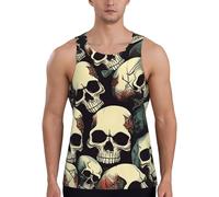 Gilet da allenamento da uomo, ad asciugatura rapida, traspirante, con stampa di scheletro, per spiaggia, sport, abbigliamento casual quotidiano, Nero , L