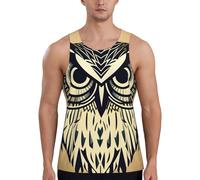 Gilet da allenamento da uomo con stampa di gufi, ad asciugatura rapida, traspirante, per spiaggia, sport, abbigliamento casual quotidiano, Nero , L