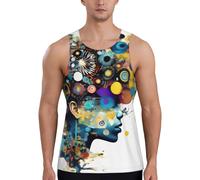 Gilet da allenamento da uomo con stampa di intelligenza artificiale, ad asciugatura rapida, traspirante, per spiaggia, sport, abbigliamento casual quotidiano, Nero , S