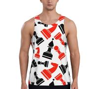 Gilet da allenamento da uomo con stampa grafica a scacchi, ad asciugatura rapida, traspirante, per spiaggia, sport, abbigliamento casual quotidiano, Nero , L
