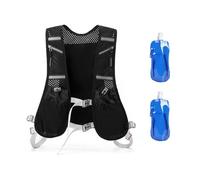 Gilet da corsa con 2 Soft Flasks da 480 ml, regolabile, riflettente, traspirante, per uomo e donna, più tasche, per maratona, jogging, ciclismo