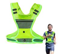 Gilet da corsa con luci a LED, luci da corsa per corridori, strisce riflettenti per corsa, jogging, ciclismo di notte, ricaricabile tramite USB, ad alta visibilità, con vita regolabile e spalle