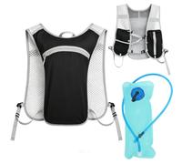 Gilet da corsa da donna e uomo, 5 l, leggero, con sacca d'acqua da 2 litri e supporto per telefono, ideale per escursionismo, ciclismo e trail running, colore: nero