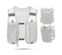 Gilet da corsa per uomo e donna, ultraleggero, con cinghie pettorali regolabili, per campeggio, escursionismo, maratona, grigio