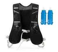 Gilet da corsa per uomo e donna, zaino da corsa, con 2 bottiglie da 500 ml, regolabile, riflettente, per corsa, maratone, trail running, ciclismo